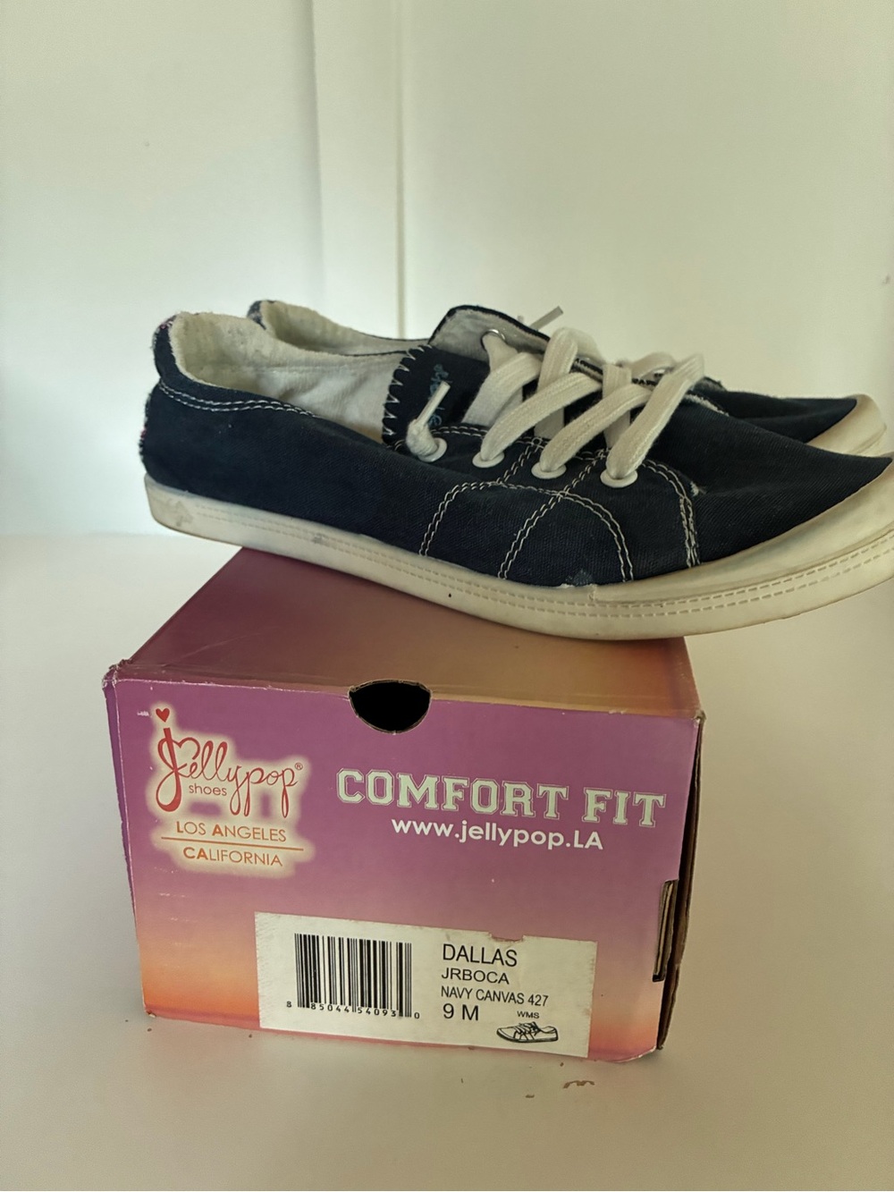 Jellypop Navy Canvas Low-Top Sneakers with White Laces